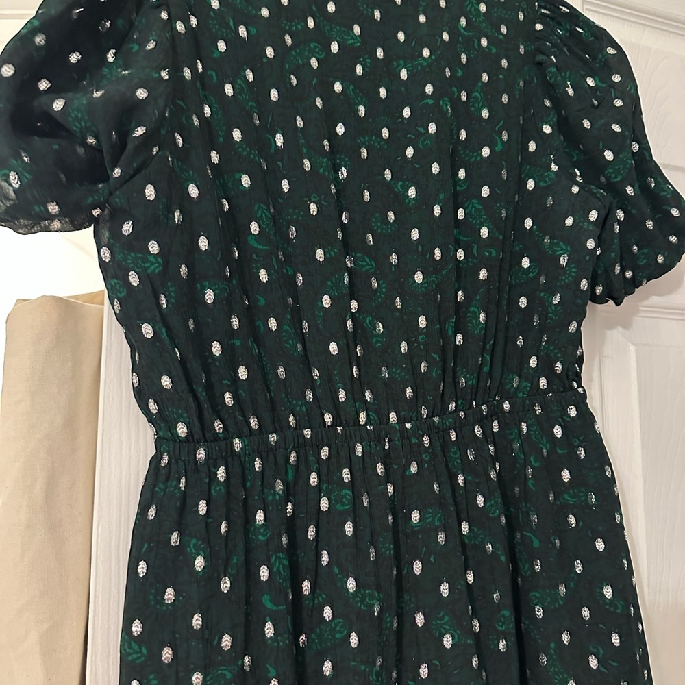 LOFT Green and White Polka Dot Mini Dress
